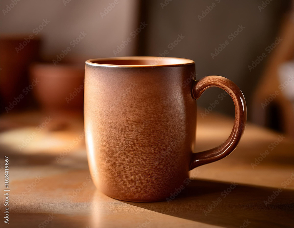 Close-Up of a Ceramic Mug with Glazed Surface and Handle Close-Up of a Ceramic Mug with Glazed Surface and Handle