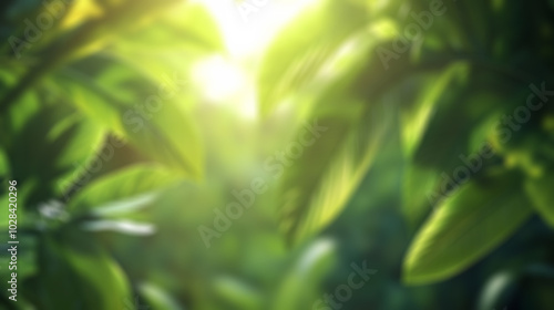 A serene video call setting featuring blurred tropical leaves swaying gently in the background