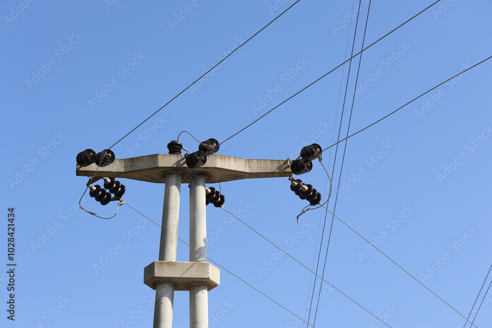 power lines against blue sky power lines against blue sky