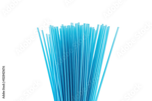 Wallpaper Mural Bundle of blue plastic drinking straws, isolated, white background. PNG transparent. Torontodigital.ca