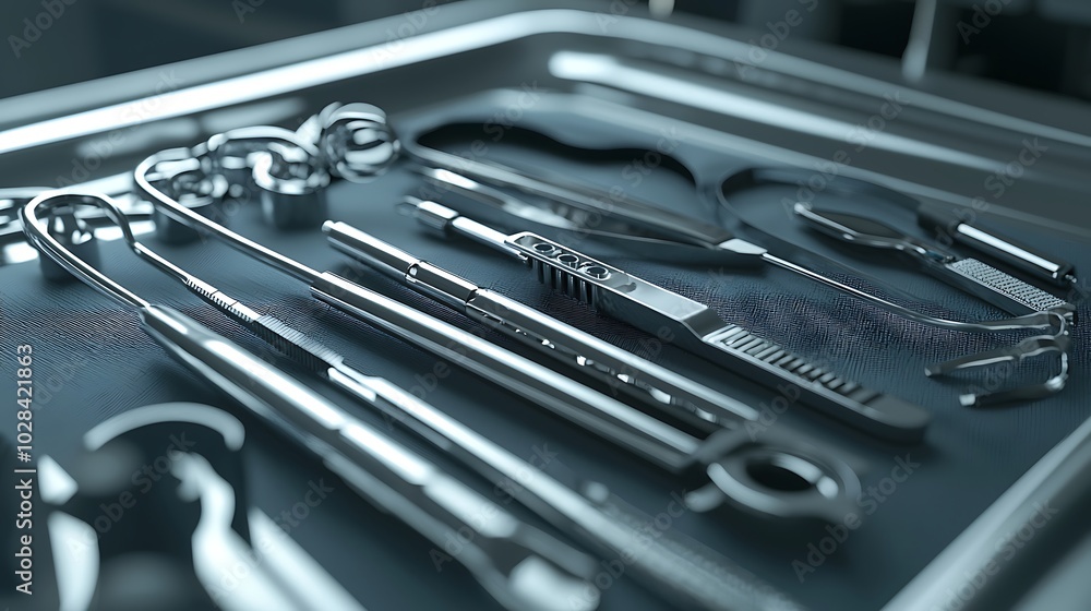Sophisticated design of precision medical instruments highlighted in a clinic. Sophisticated design of precision medical instruments highlighted in a clinic.