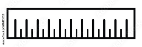 Ruler icon. Education icon. Length measurement symbol. School ruler isolated concept. Distance ruler, school geometry, maths, stationery, school supplies, length measurement. Flat vector illustration.