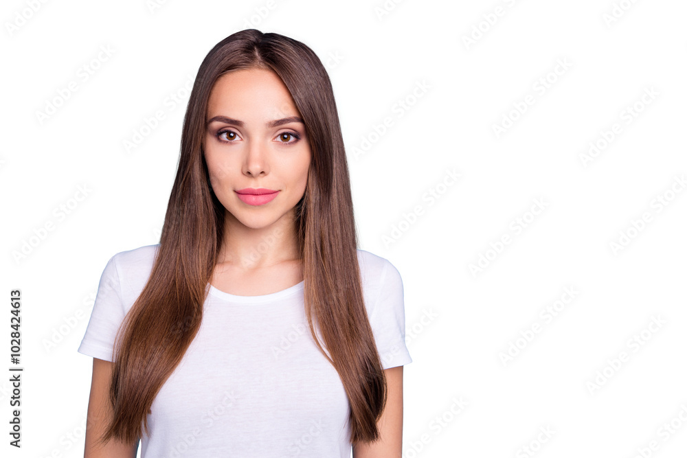 Close-up portrait of her she nice-looking attractive lovely fascinating lovable pretty candid calm straight-haired girl isolated over bright vivid shine blue background Close-up portrait of her she nice-looking attractive lovely fascinating lovable pretty candid calm straight-haired girl isolated over bright vivid shine blue background