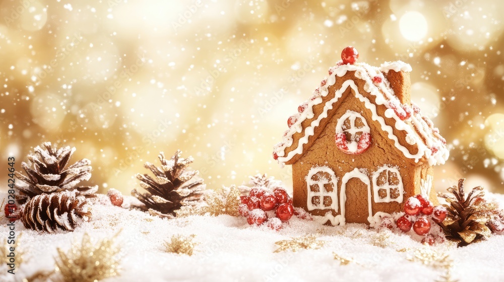 Cozy Gingerbread House with Winter Decorations Cozy Gingerbread House with Winter Decorations