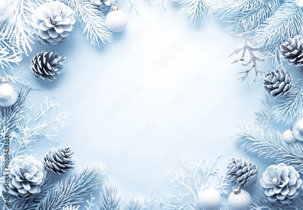 Winter-Themed Decorative Frame with Snow-Covered Pine Cones Winter-Themed Decorative Frame with Snow-Covered Pine Cones