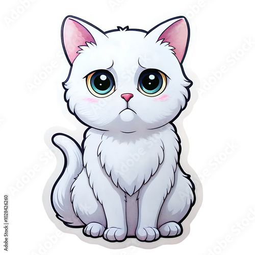 sad cat sticker, clipart, icon