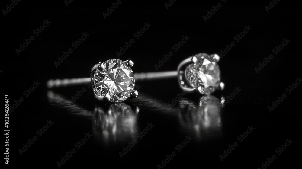 Elegant Silver Earrings with Sparkling Diamonds Elegant Silver Earrings with Sparkling Diamonds