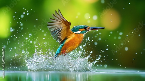 Nature's Precision: Kingfisher Emerges from Water in Stunning Display of Color