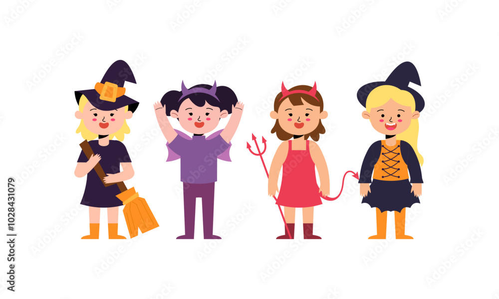 Set of Kids Character Wear Halloween Costume. Spooktacular Halloween Costumes for Kids’ Parties Set of Kids Character Wear Halloween Costume. Spooktacular Halloween Costumes for Kids’ Parties