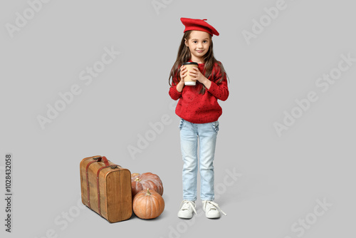 Cute little girl in stylish...