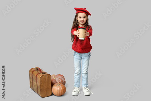 Cute little girl in stylish...