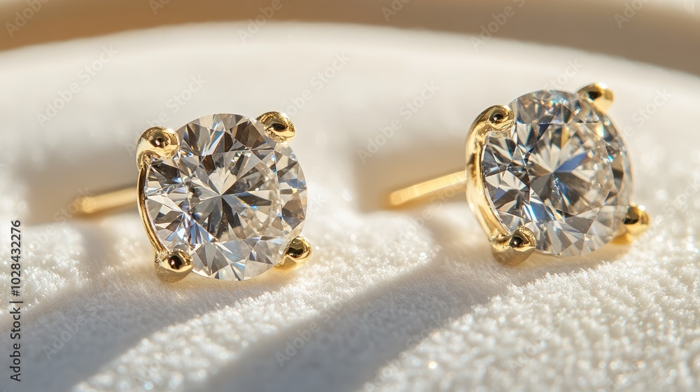 Elegant Gold and Diamond Stud Earrings Elegant Gold and Diamond Stud Earrings