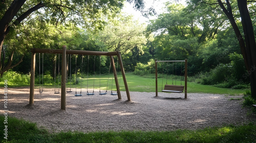 93. A deserted playground with swings swaying gently in the breeze 93. A deserted playground with swings swaying gently in the breeze