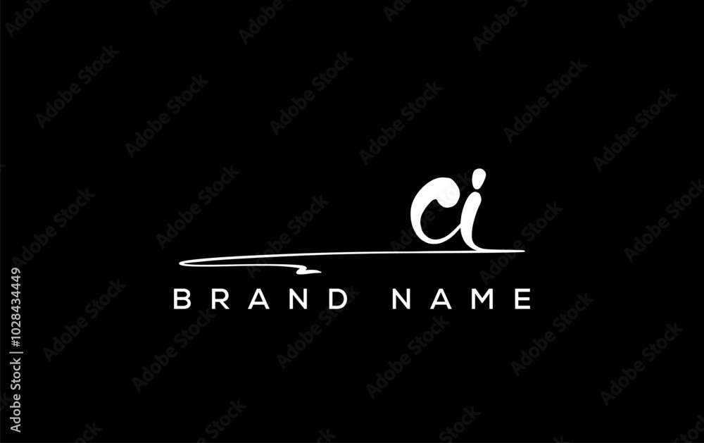 Fototapeta premium CI letter beauty handwriting vector logo.