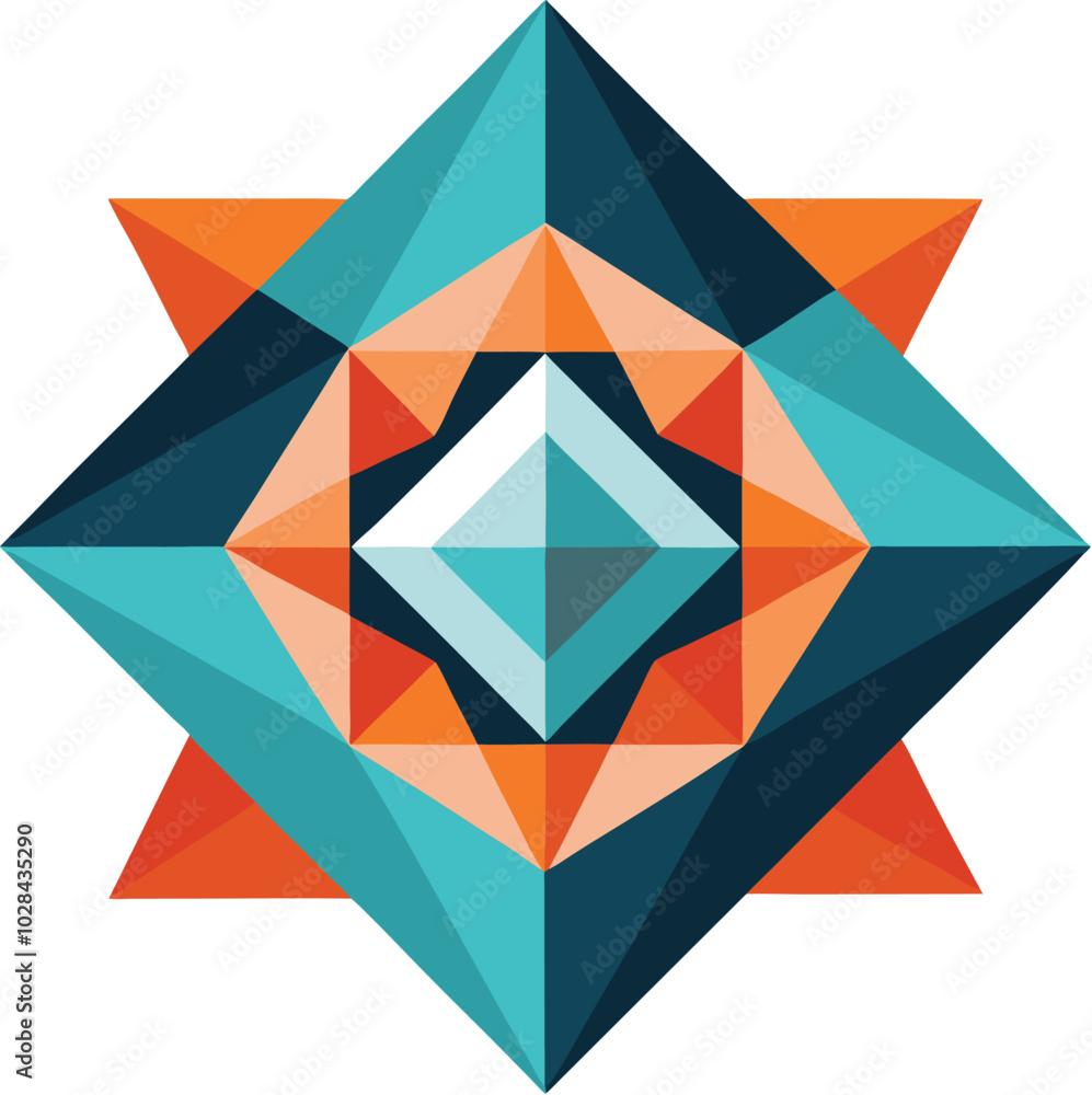 Geometrical illustration with a symmetrical arrangement of triangles shapes.Generative AI. Geometrical illustration with a symmetrical arrangement of triangles shapes.Generative AI.