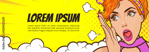 woman talking whispering gossip secret retro pop art comic vintage