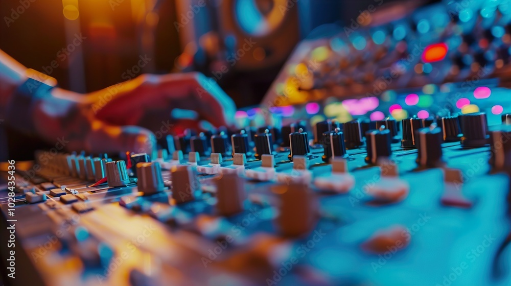 Close-up of a Sound Mixer in a Recording Studio Close-up of a Sound Mixer in a Recording Studio