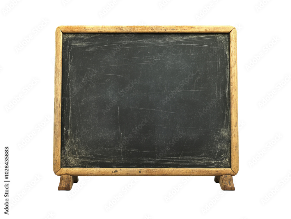 Obraz premium Wooden blackboard on white background PNG transparent.
