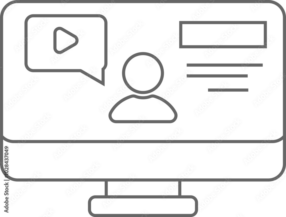 Online Course Line Icon Online Course Line Icon