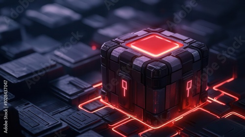 A password manager app visualized as a glowing safe filled with keys and digital locks, surrounded by streams of encrypted data