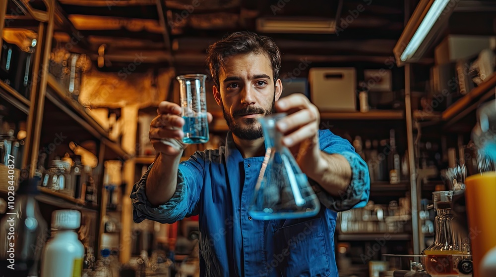 man works in a laboratory. Generated by AI. man works in a laboratory. Generated by AI.