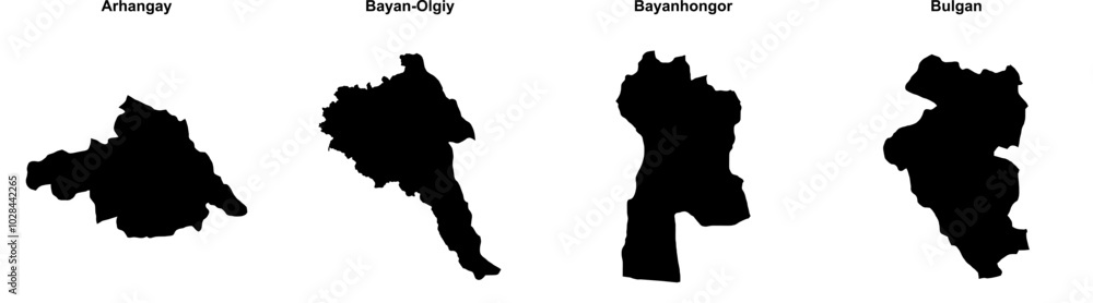 Arhangay, Bayan-Olgiy, Bayanhongor, Bulgan outline maps Arhangay, Bayan-Olgiy, Bayanhongor, Bulgan outline maps