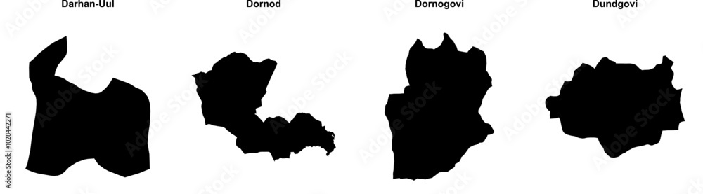 Darhan-Uul, Dornod, Dornogovi, Dundgovi outline maps