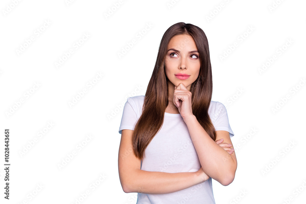 Portrait of nice-looking attractive lovely lovable feminine gorgeous fascinating straight-haired girlfriend thinking creating plan isolated over bright vivid shine blue green teal turquoise background Portrait of nice-looking attractive lovely lovable feminine gorgeous fascinating straight-haired girlfriend thinking creating plan isolated over bright vivid shine blue green teal turquoise background