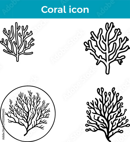 Coral icon marine reef vector ocean underwater sea life aquatic ecosystem tropical symbol