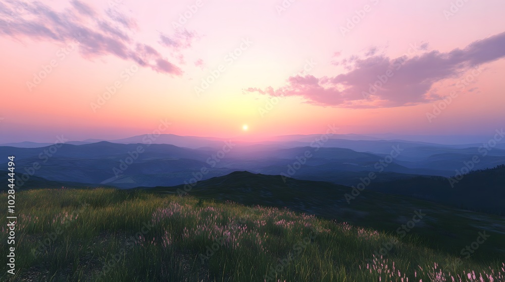 77. A quiet hilltop at sunset, offering an unobstructed view of the horizon