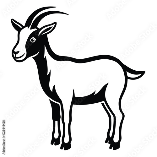 Minimalist Goat Line Art Drawing.