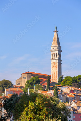 Rovinj, Croatia old town, church bell tower