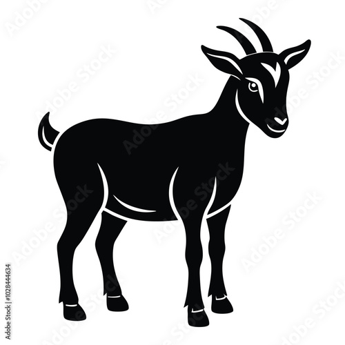 Minimalist Goat Line Art Drawing.