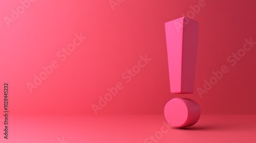 A 3D pink exclamation mark on a pink background.