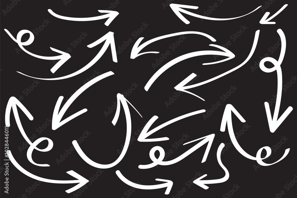 Arrow vector hand drawn sketch icon set. Doodle sketch hand drawn direction element set. Pencil doodle flat line design cartoon elements. Scribble swirl arrow sign. Vector illustration Arrow vector hand drawn sketch icon set. Doodle sketch hand drawn direction element set. Pencil doodle flat line design cartoon elements. Scribble swirl arrow sign. Vector illustration