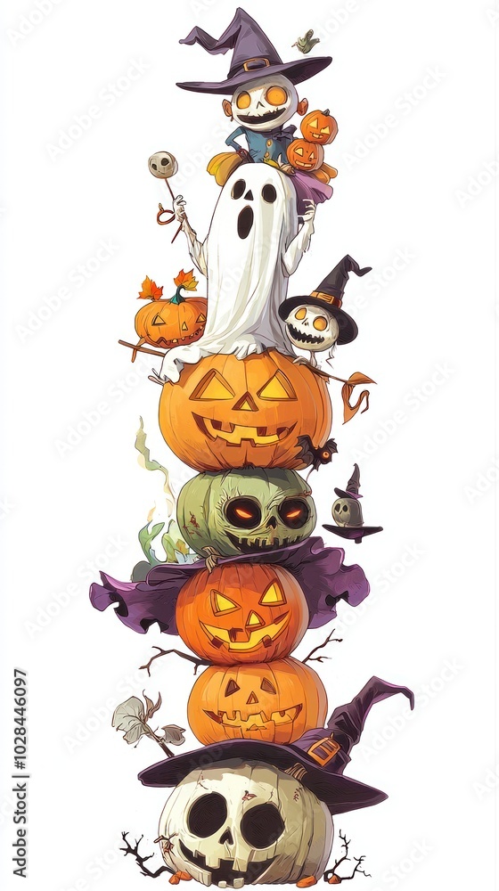 A scene of Halloween joy with skeletons, carved pumpkins, ghosts, bats, and witches, symbolizing a fun and spooky holiday celebration. A scene of Halloween joy with skeletons, carved pumpkins, ghosts, bats, and witches, symbolizing a fun and spooky holiday celebration.