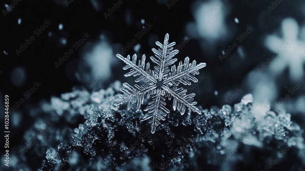 Snowflakes falling on a dark background Snowflakes falling on a dark background
