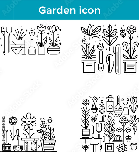 Garden icon nature plant vector greenery flower outdoor yard gardening foliage landscape symbol