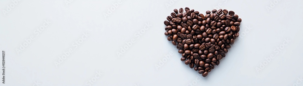 Coffee bean heart shape, romantic image of coffee beans carefully arranged in the shape of a heart Coffee bean heart shape, romantic image of coffee beans carefully arranged in the shape of a heart