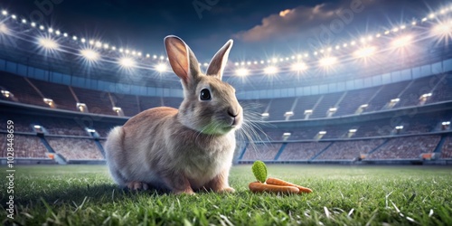 easter bunny in grass at the stadium photo