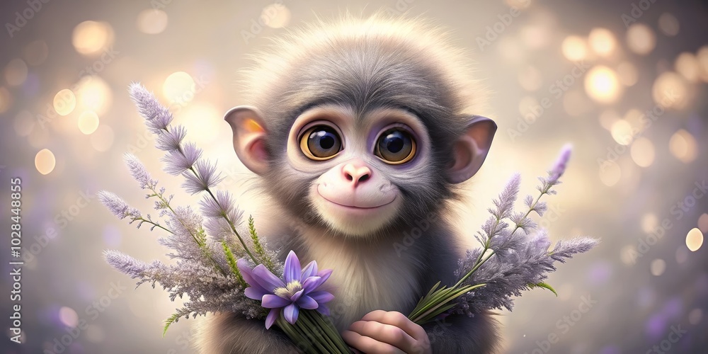 monkey with flowers monkey with flowers