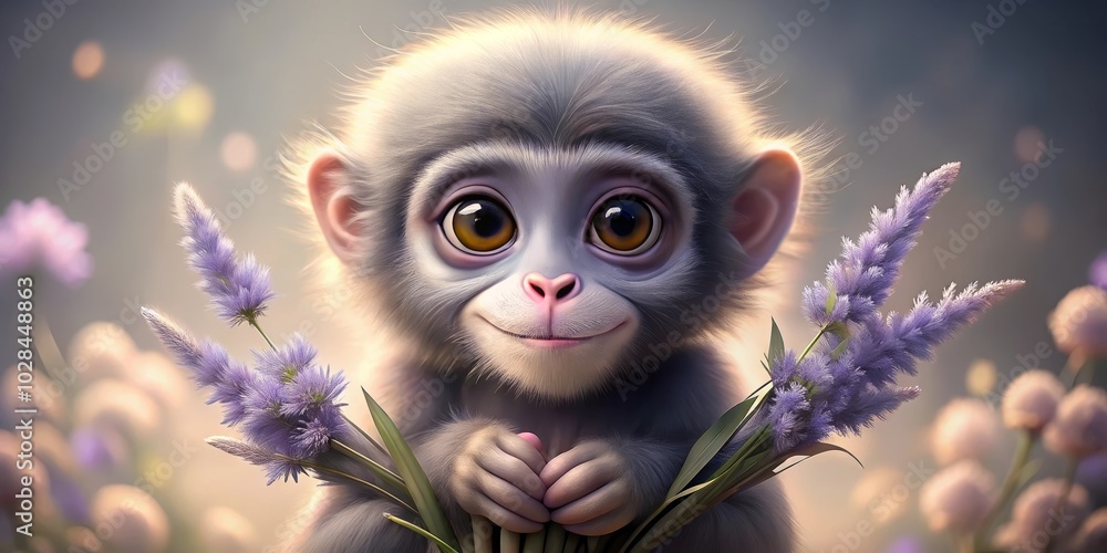 monkey with flowers monkey with flowers
