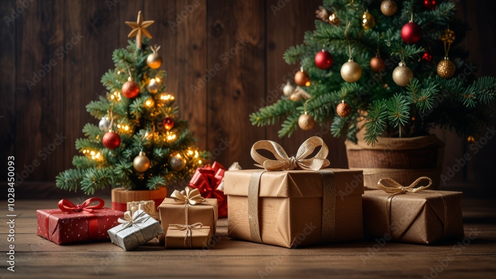 A cozy Christmas scene with beautifully wrapped gifts under a decorated tree. The warm lighting and festive ornaments create a traditional holiday atmosphere of joy and giving. A cozy Christmas scene with beautifully wrapped gifts under a decorated tree. The warm lighting and festive ornaments create a traditional holiday atmosphere of joy and giving.