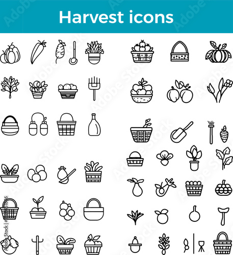 Harvest icon farm crop vector agriculture food garden fall season farming produce gathering symbol