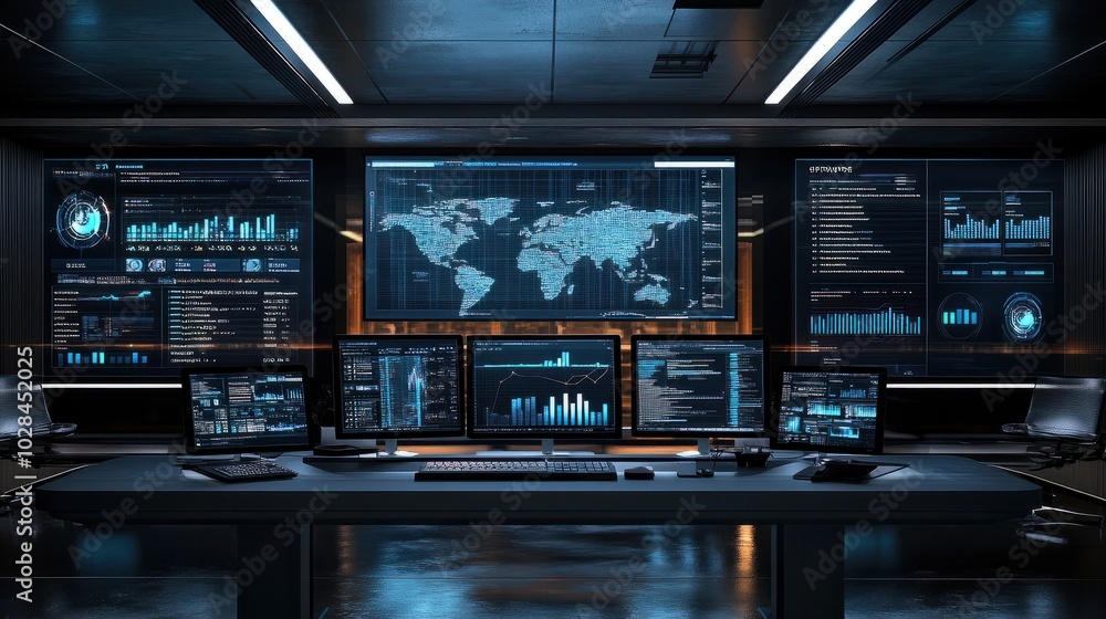Analysts use computers and dashboards for business analysis, data and data management systems with KPIs and metrics connected to databases for finance, technology, operations, sales, marketing. Analysts use computers and dashboards for business analysis, data and data management systems with KPIs and metrics connected to databases for finance, technology, operations, sales, marketing.