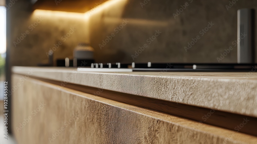Close up details of modern designer touch kitchen with wooden details Close up details of modern designer touch kitchen with wooden details