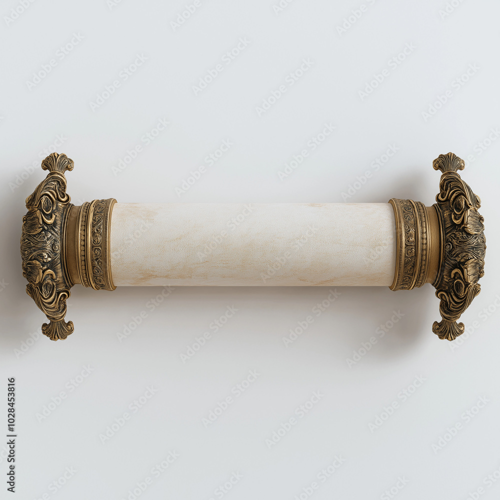 Antique Torah scroll with ornate handles Antique Torah scroll with ornate handles