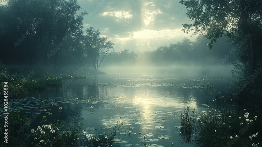 Ethereal Landscape with Shadows and Reflections Ethereal Landscape with Shadows and Reflections