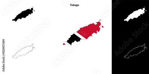 Tobago blank outline map set