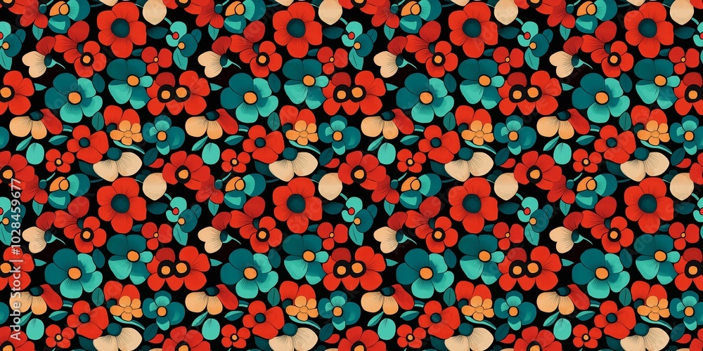 Bloom pattern with a floral, vibrant design. seamless background pattern Bloom pattern with a floral, vibrant design. seamless background pattern